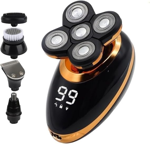Electric Razor for Men, 5 in 1 Men's Electric Shaver Portable Beard Trimmer Hair Clipper USB Rechargeable Waterproof LCD Bald Razor
