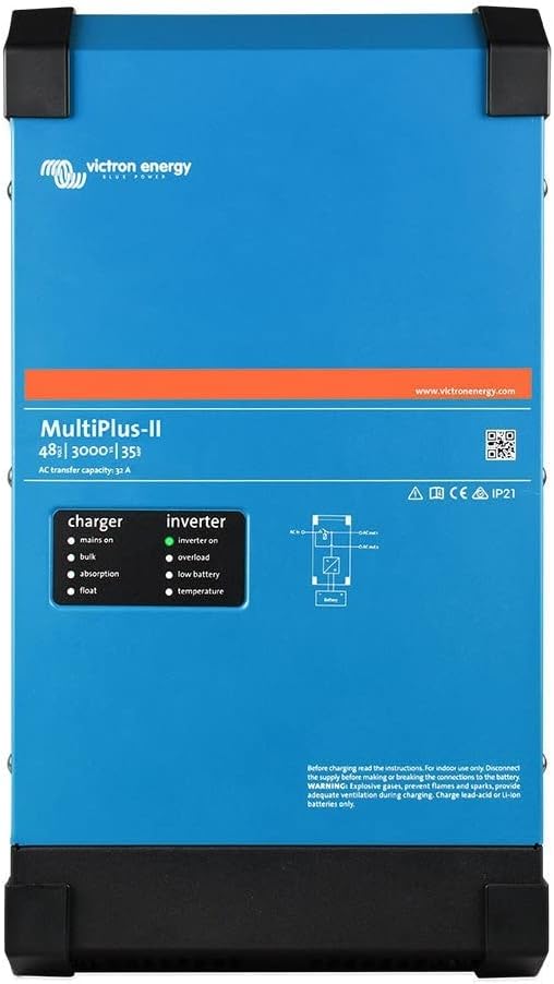 Victron Energy MultiPlus-II - Power Inverter - Pure Sine Wave Inverter Charger for 35 amp Battery - with PowerAssist Technology - UL Certified - 3000VA 48-Volt