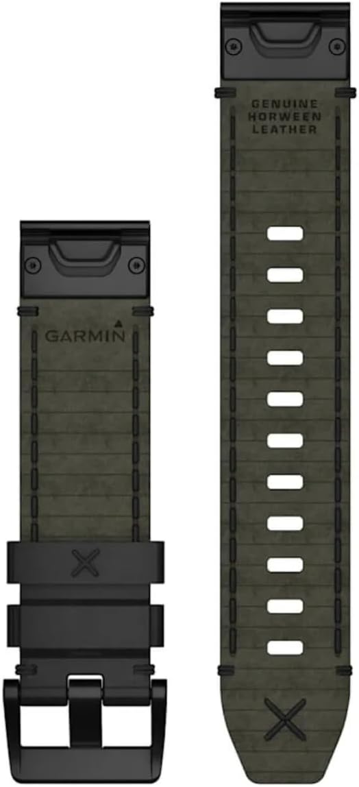 Garmin QuickFit® 22 Watch Bands - Genuine Horween® Leather Strap – Black