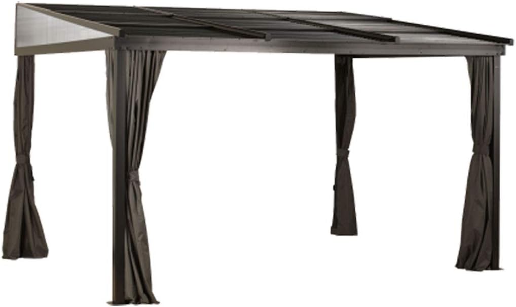 Sojag 10' x 12' Francfort Wall-Mounted Hardtop Gazebo Outdoor Weather-Resistant Aluminum Frame Sun Shelter