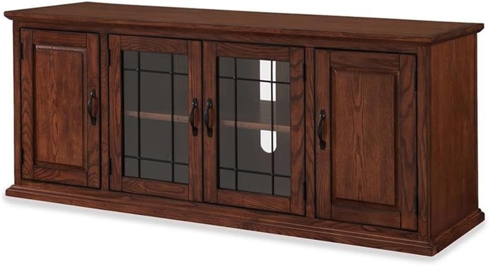 Leick Home 80360 Leaded Glass TV Stand For 65' TV's, Burnished Oak