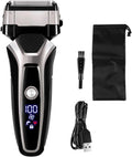 Men's Shaver, USB Rechargeable Electric Shaver Stainless Steel Shaving Machine for Men 3D Triple Floating Blade Razor Shaver Barber Electric (Color : Silver with Box)