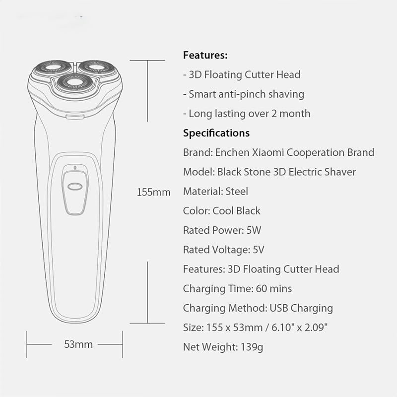 Electric Shavers for Bald Men, Electric Shaver Razor Men Type-C Rechargeable Shaving Beard Machine Intelligent Control Travel Lock (Color : Silver)