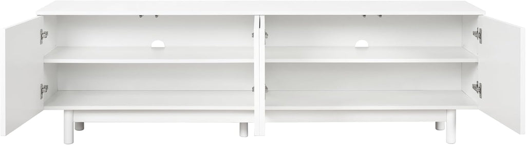 ON-TREND Graceful TV Stand with Arch Cabinets for TVs Up to 78'', Minimalist Entertainment Center with Solid Wood Legs, Practical Media Console with Adjustable Shelves for Living Room, White