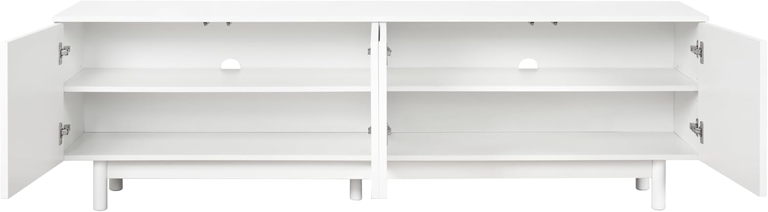 ON-TREND Graceful TV Stand with Arch Cabinets for TVs Up to 78'', Minimalist Entertainment Center with Solid Wood Legs, Practical Media Console with Adjustable Shelves for Living Room, White