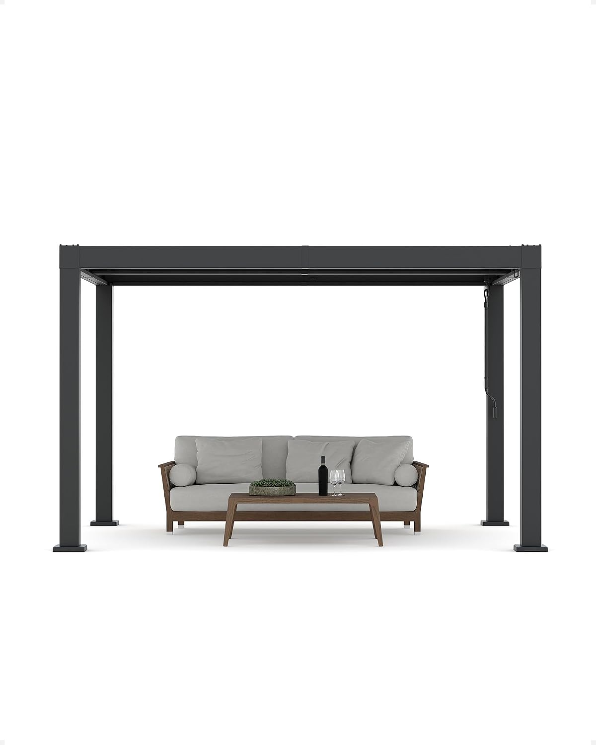 All-Aluminum Louvered Pergola 12 Ft x 10 Ft - Adjustable Louvered Roof, Reinforced Frame & Integrated Drainage, Hard Top Gazebo for Patio & Deck, Gray