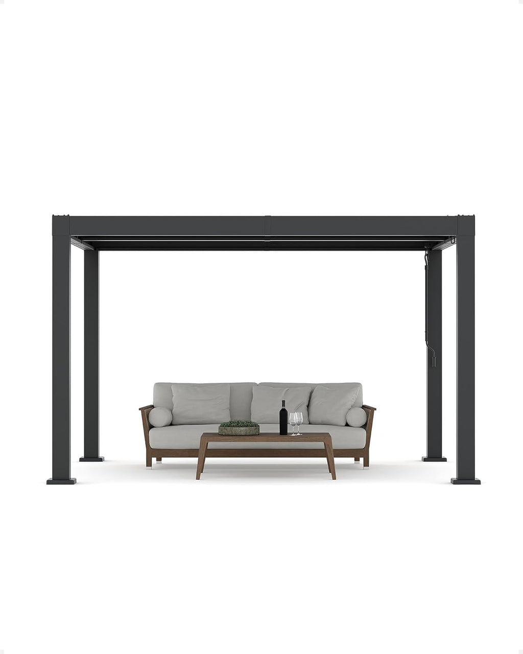 10 Ft x 12 Ft Louvered Pergola - All-Aluminum with Adjustable Louvered Roof, Reinforced Frame & Integrated Drainage, Hard Top Gazebo for Patio & Deck, Gray
