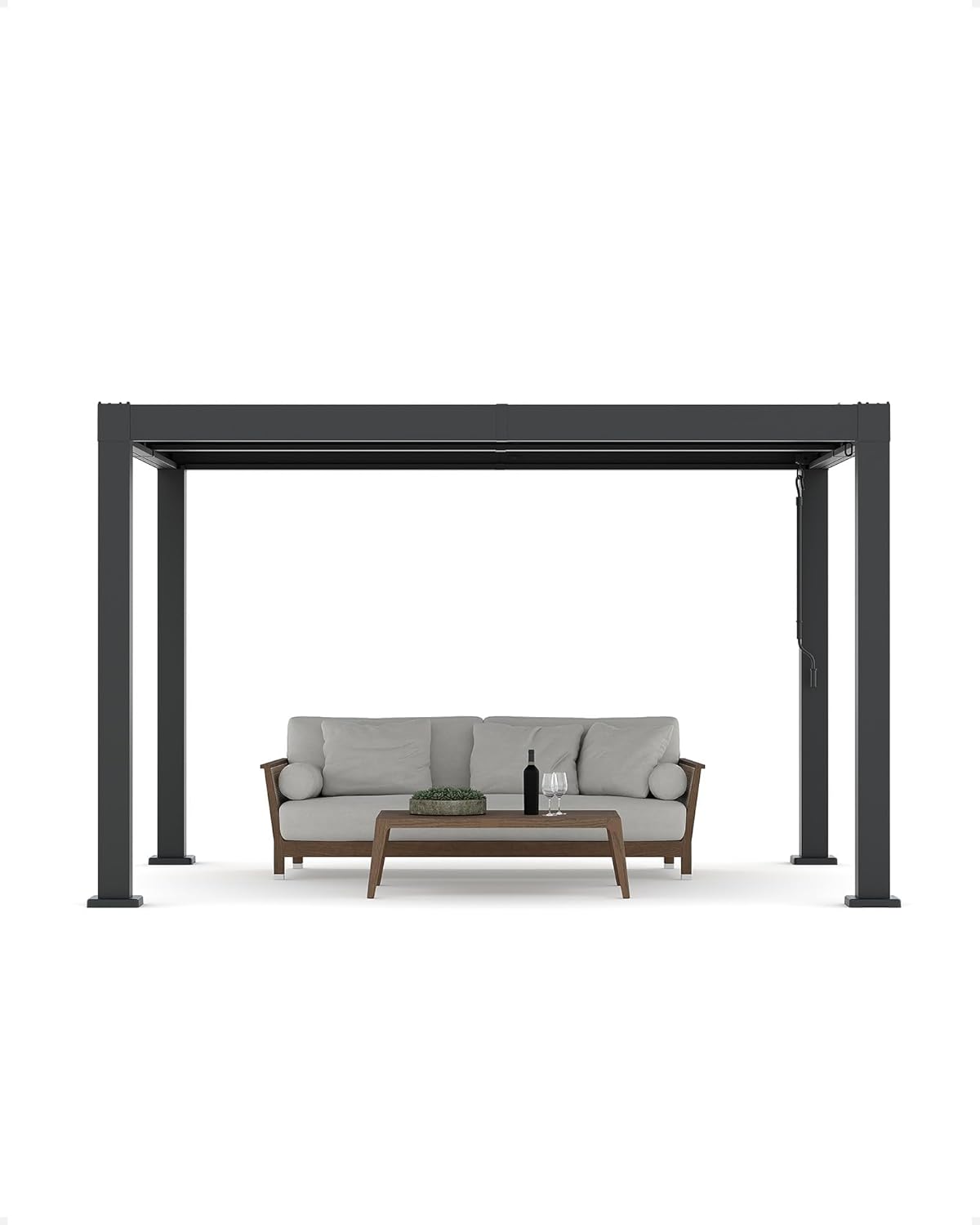 10 Ft x 12 Ft Louvered Pergola - All-Aluminum with Adjustable Louvered Roof, Reinforced Frame & Integrated Drainage, Hard Top Gazebo for Patio & Deck, Gray