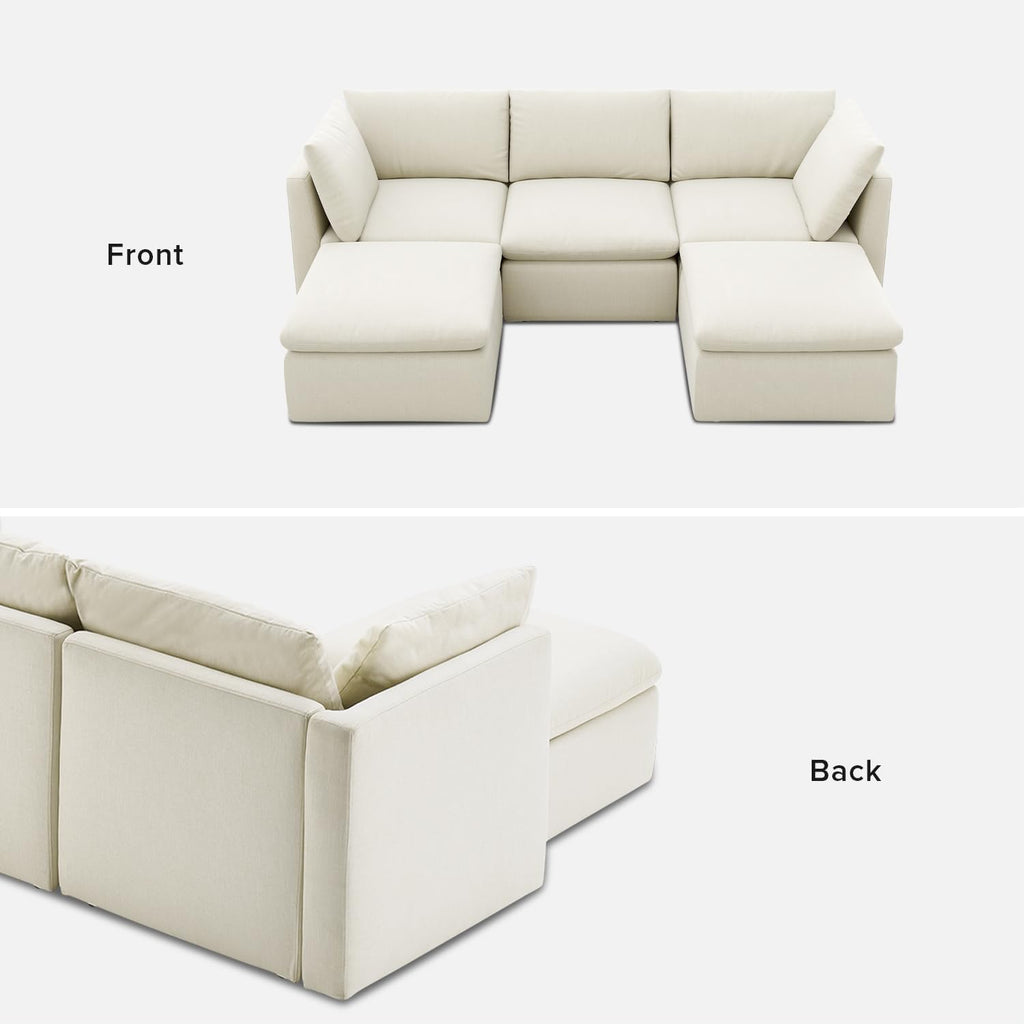 mopio Oversized Modular Sectional Sofa with Fully Removable Covers and Storage, Convertible U, L-Shaped and Sleeper Sectional, Modern Couches with Ottoman Chaise (Oat Fabric, 5 Seats, U)