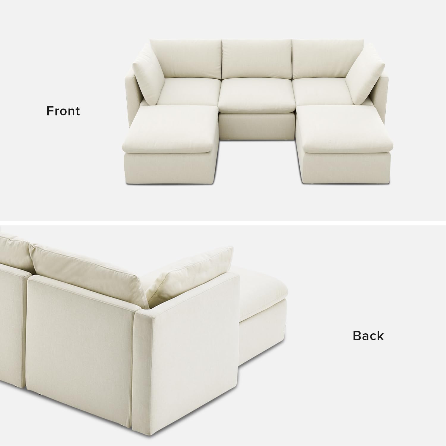 mopio Oversized Modular Sectional Sofa with Fully Removable Covers and Storage, Convertible U, L-Shaped and Sleeper Sectional, Modern Couches with Ottoman Chaise (Oat Fabric, 5 Seats, U)