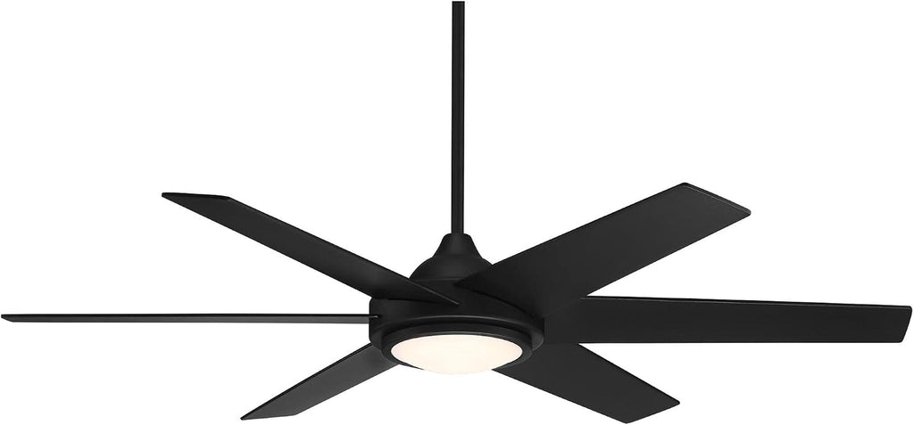 Casa Vieja 56' Estate Modern 6 Blade Indoor Outdoor Ceiling Fan with Dimmable Light LED Remote Control Matte Black Wood White Diffuser Damp Rated for Patio Exterior House Porch Gazebo Barn