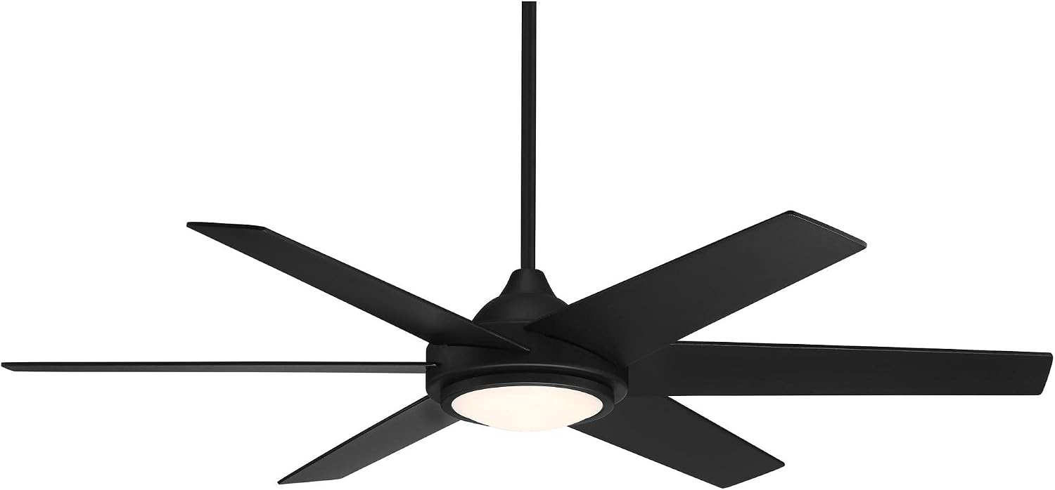 Casa Vieja 56' Estate Modern 6 Blade Indoor Outdoor Ceiling Fan with Dimmable Light LED Remote Control Matte Black Wood White Diffuser Damp Rated for Patio Exterior House Porch Gazebo Barn