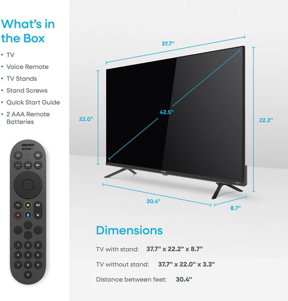 Element E550AE43CG 43 inch Class Revolution Series 4K UHD HDR LED Smart Xumo TV