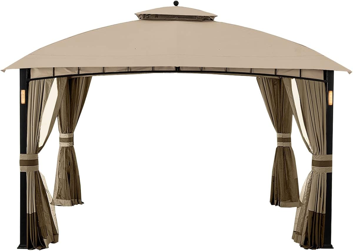 Garden Winds Replacement Canopy Top Cover Compatible with The Garden Oasis A101011500 Corso Gazebo 10 x 12 - Riplock 350 Beige
