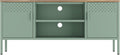 Manhattan Comfort Landen 47' Modern Metal TV Stand with Storage Cabinets & Open Shelves, Holds Up to 40' Screen, TV Console with Natural Wood Top, Cable Management, Adjustable Legs, Green