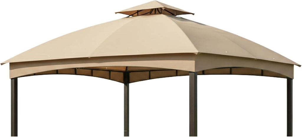 Garden Winds Reinforced RipLock 350 Replacement Canopy Top Cover Compatible with Brown Frame 10' x 12' Gazebo Models TPGAZ2303B, TPGAZ2303A, TPGAZ2303C - Beige