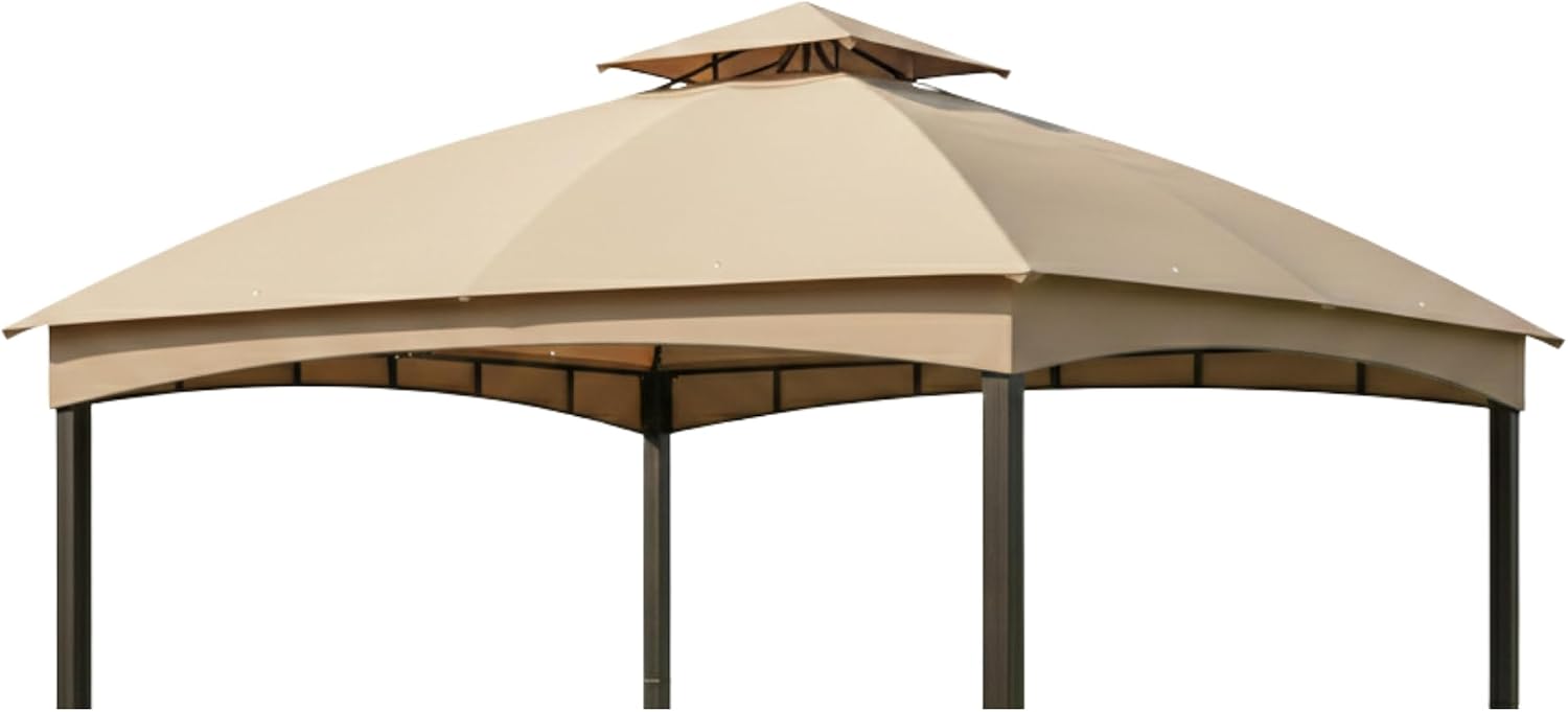 Garden Winds Reinforced RipLock 350 Replacement Canopy Top Cover Compatible with Brown Frame 10' x 12' Gazebo Models TPGAZ2303B, TPGAZ2303A, TPGAZ2303C - Beige