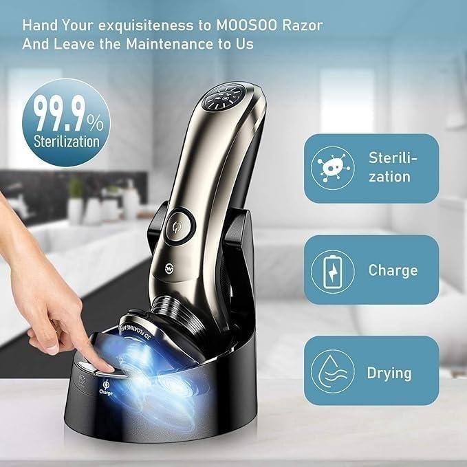 Electric Shavers for Men, Wet Dry Rechargeable Pro Electric Shaver Beard Electric Razor for Men Facial Shaving Machine with Smart Cleaner