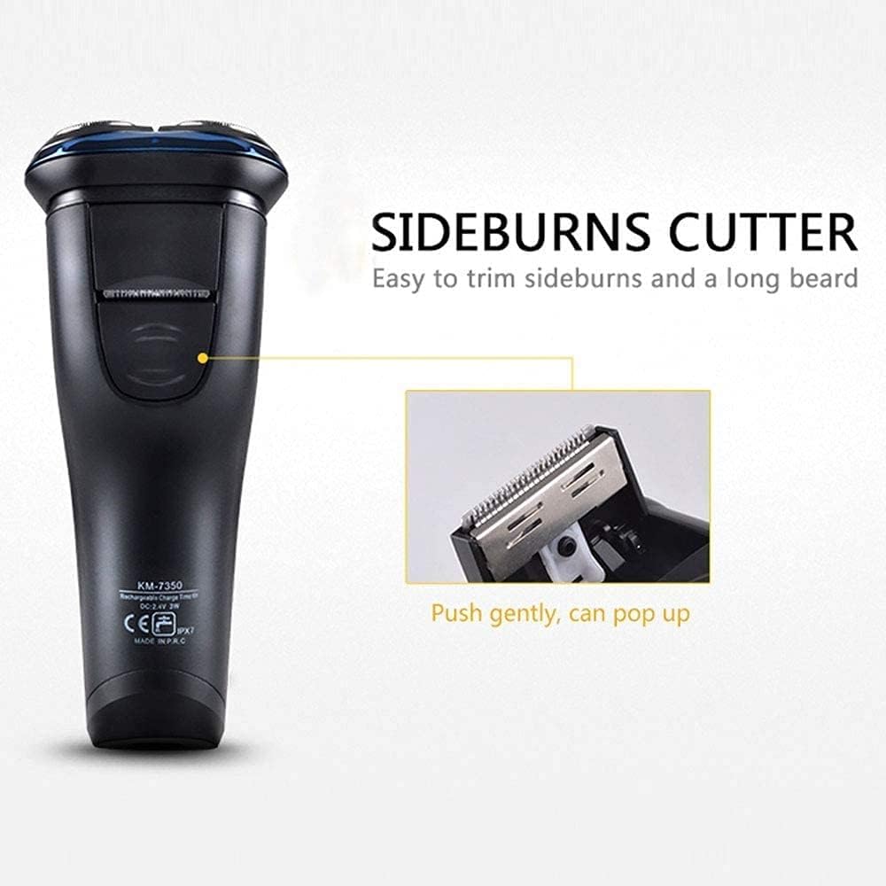 Electric Shaver, Rechargeable Electric Shaver with Pop-Up Trimmer, IPX7 Waterproof Shavers Rechargeable 3D Rotary Razor Shaver
