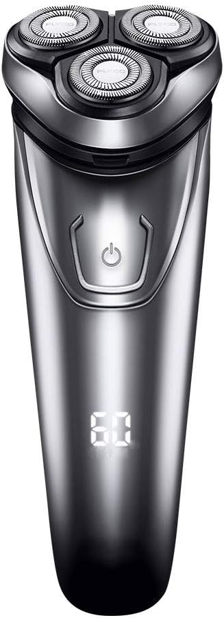 Rechargeable Waterproof IPX7 Electric Shaver Wet & Dry Rotary Shavers for Men Electric Shaving Razors with Pop-up Trimmer, Time Display, Quick Charge (Color : Silver)