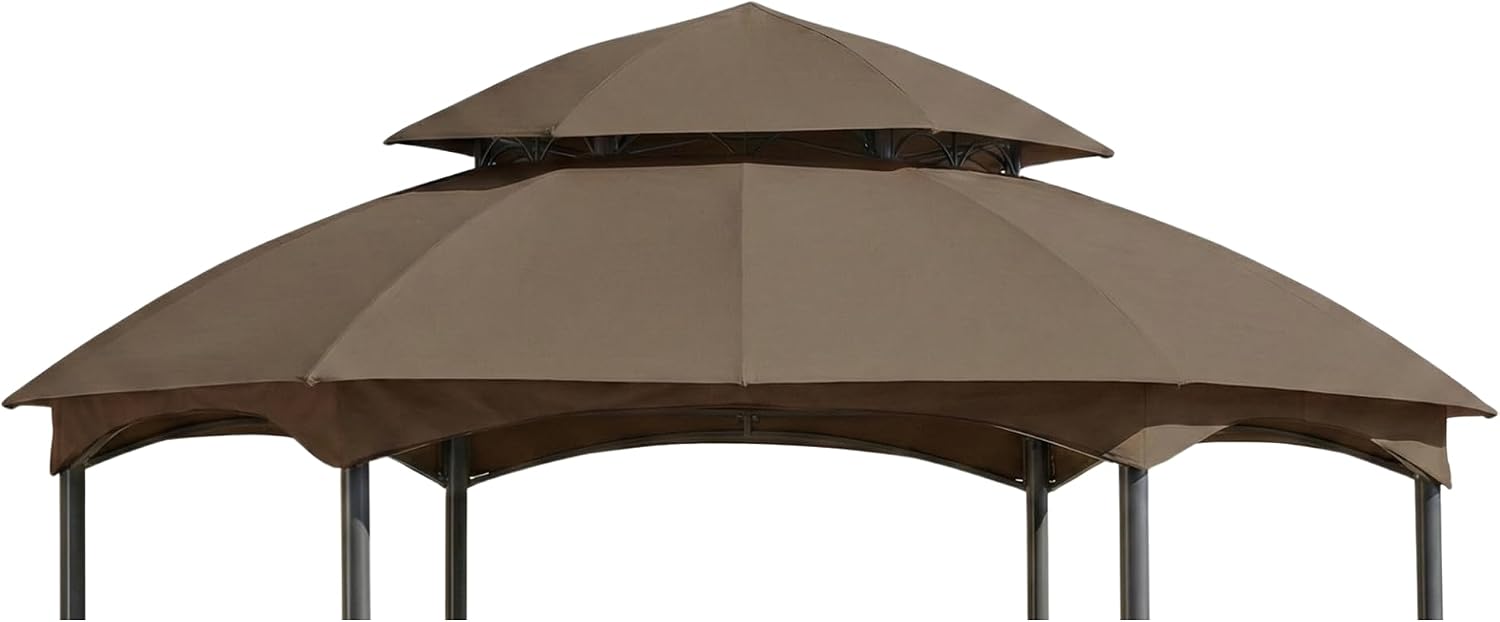 Garden Winds Reinforced RipLock 350 Replacement Canopy Top Cover Compatible with Heritage 12' x 12' Hexagon Gazebo Models L-GZ793PST-E, A101011800 - Nutmeg