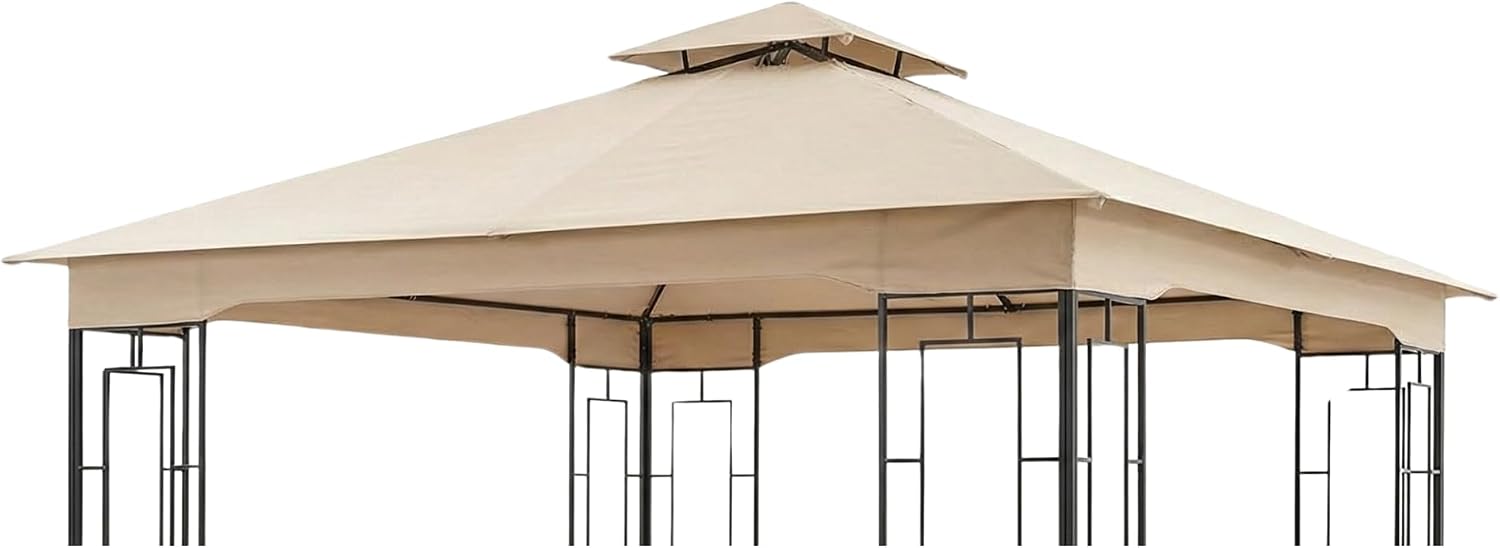 Garden Winds Reinforced RipLock 350 Replacement Canopy Top Cover Compatible with Garden Treasures 10' x 10' Gazebo Model L-GZ724PST-B - Beige