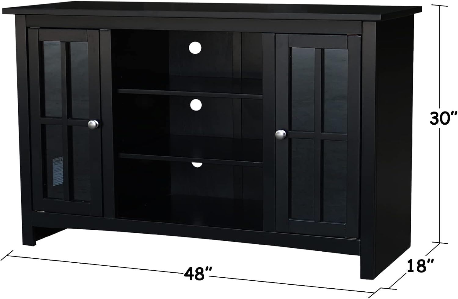 IC INTERNATIONAL CONCEPTS Entertainment/TV Stand with Open Shelves and 2 Doors in Black - 48' Height