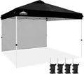 EAGLE PEAK Commercial Canopy 12x12 Pop Up Canopy Tent with 1 Sidewall, Easy Setup Heavy Duty Instant Event Shelter for Vendors & Markets, Outdoor Sun Shade, Black