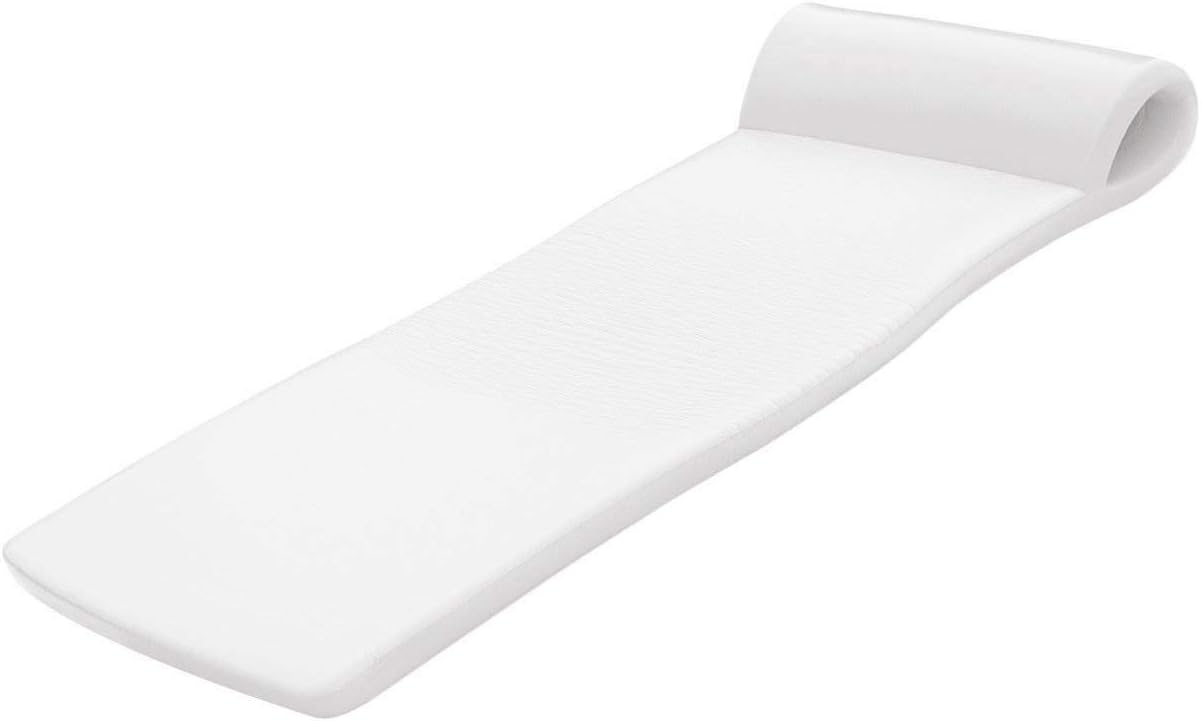 TRC Recreation Sunsation 1.75' Thick Foam Pool Float Lounger, White w/Headrest for Lounging & Sunbathing in Swimming Pools, Beaches & Lakes, 70' x 26'