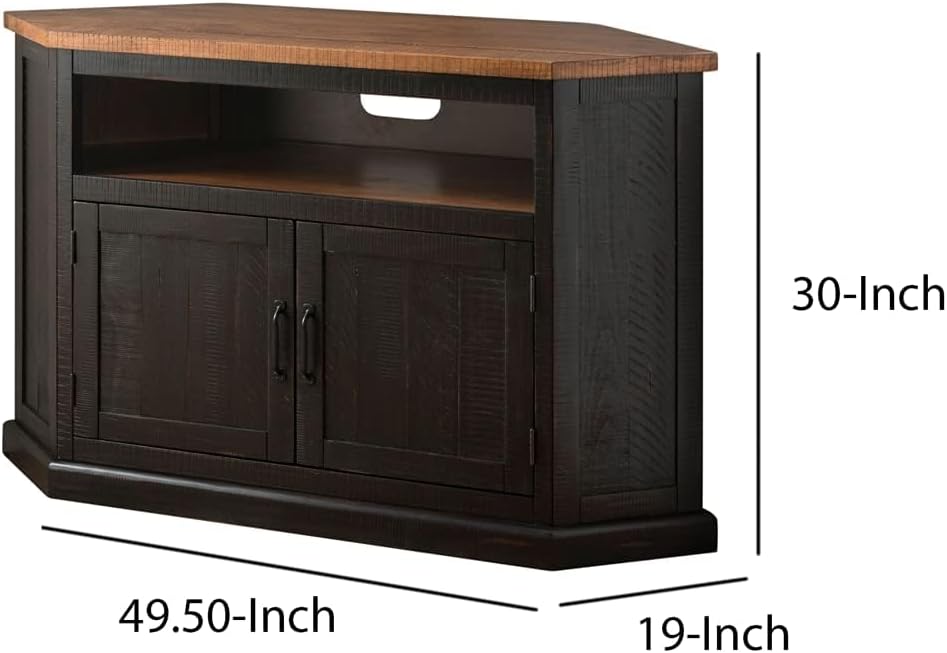 Martin Svensson Home Rustic Corner TV Stand, Antique Black and Honey Tobacco