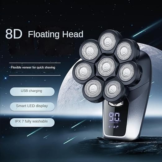Electric Shavers for Bald Men, Multifunctional 8D Bald Head Shaver 6 in 1 Electric Razor Head Shavers for Bald Men LED Display Electric Shavers