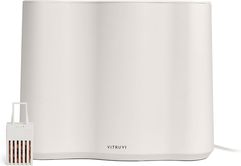 Vitruvi Cloud Bedside Humidifier, White Humidifier, 24 Hr Run Time, 602ft Coverage, Large Home Bedroom, Baby Room - Includes 3 Month Filter