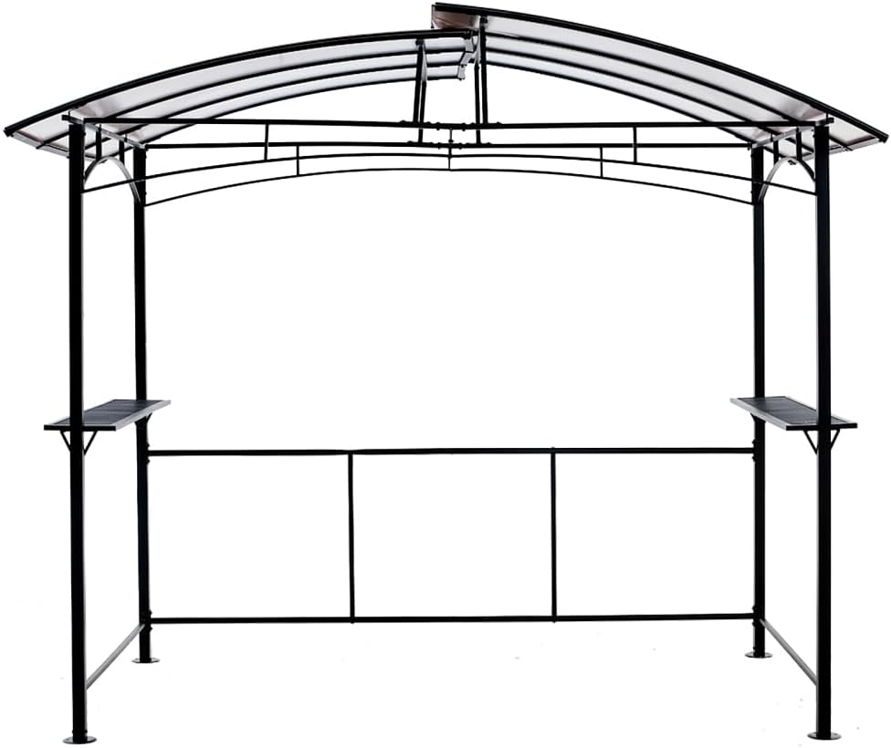 Grill Gazebo 8x5ft,Outdoor Patio Canopy, BBQ Shelter with Steel Hardtop and Side Shelves