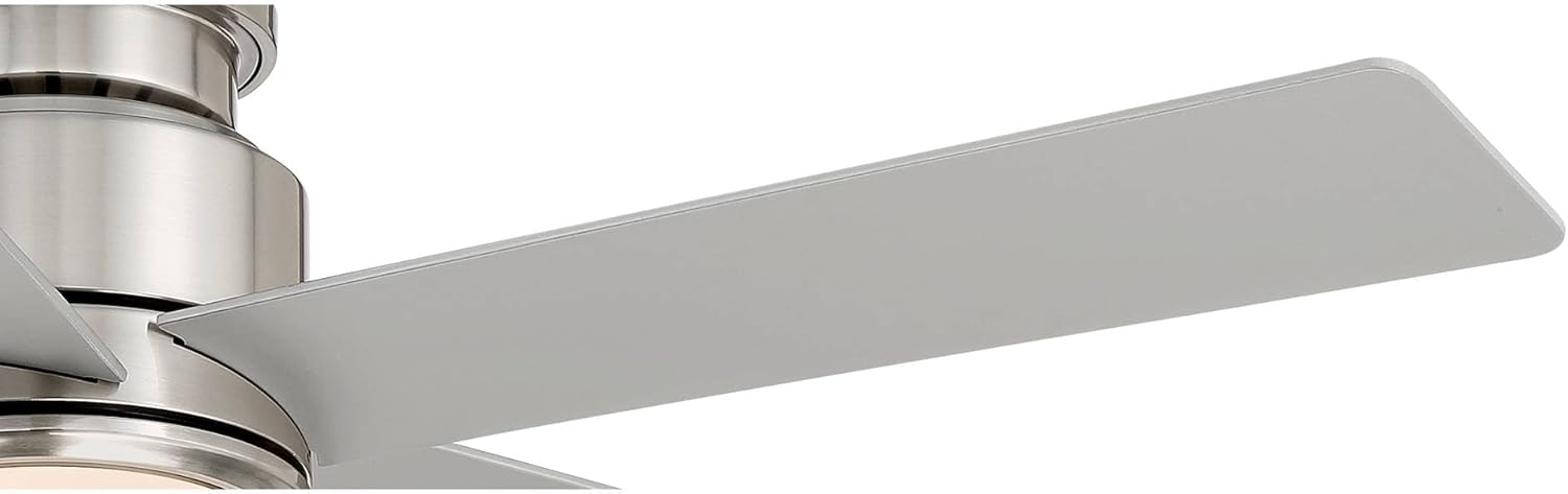 Casa Vieja 52' Grand Palm Modern Outdoor Hugger Ceiling Fan with Dimmable LED Light Remote Control Brushed Nickel White Opal Glass Damp Rated for Patio Exterior House Porch Gazebo Garage