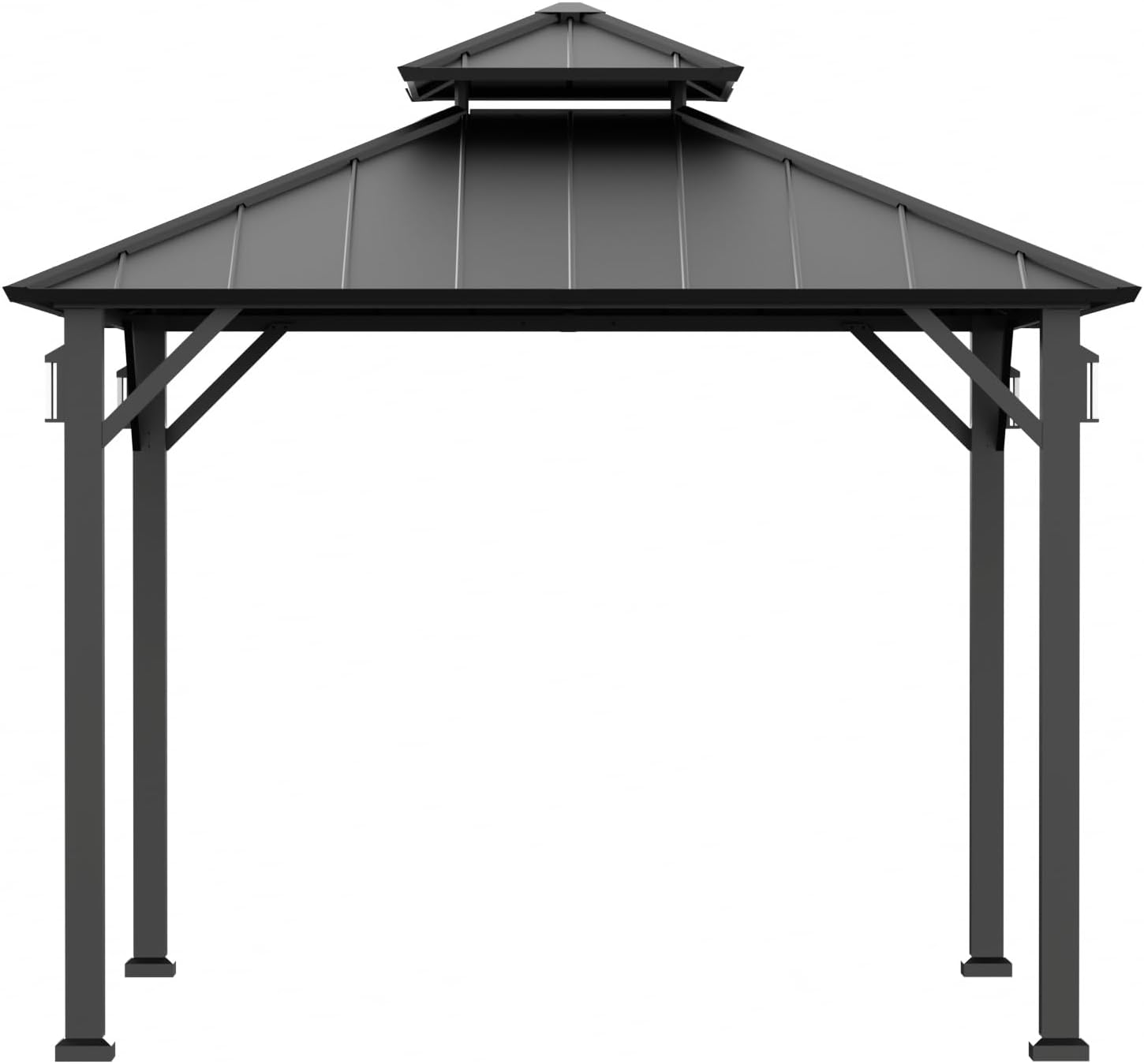 Modern Shade 10' x 10' Hardtop Gazebo with LED Lights, Galvanized Steel Roof and Frame, Heavy Duty Outdoor Canopy Shelter, Double Roofs Sunshade,Pavilion Gazebo for Backyard Patio, Backyard, Garden