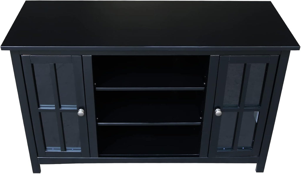 IC INTERNATIONAL CONCEPTS Entertainment/TV Stand with Open Shelves and 2 Doors in Black - 48' Height