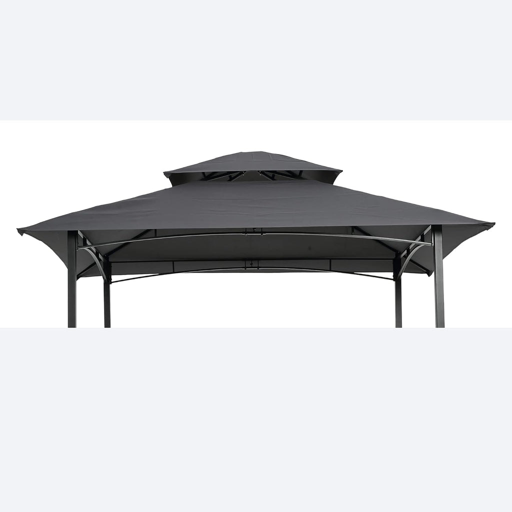 Replacement Canopy for 8x5 FT Grill Gazebo, Double Tiered BBQ Tent Roof Cover Only, UV & Water Repellent Polyester Fabric (Gray)