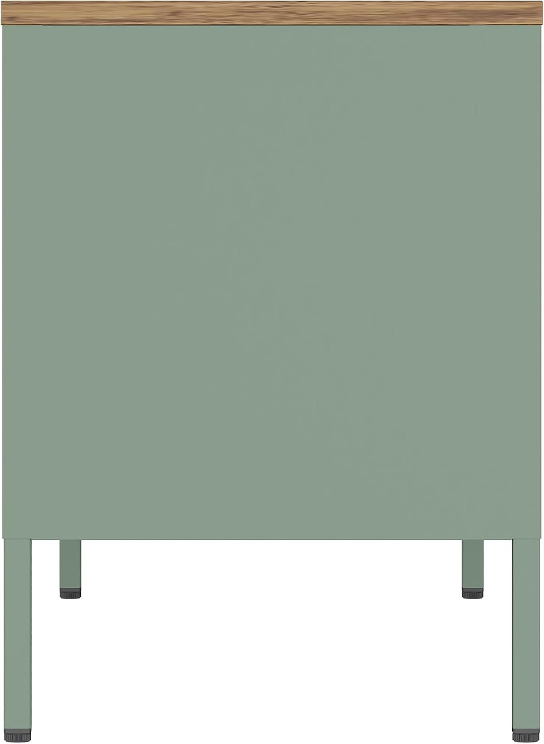 Manhattan Comfort Landen 47' Modern Metal TV Stand with Storage Cabinets & Open Shelves, Holds Up to 40' Screen, TV Console with Natural Wood Top, Cable Management, Adjustable Legs, Green