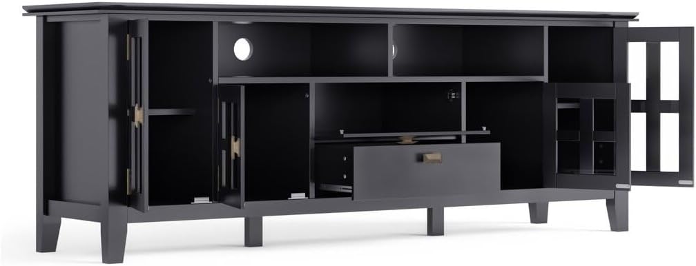 SIMPLIHOME Artisan TV Stand - 72 inch Wide Solid Wood Media Console in Natural Aged Brown, Contemporary Entertainment Center for Living Room for TVs up to 80 Inches with Drawers and Cable Management