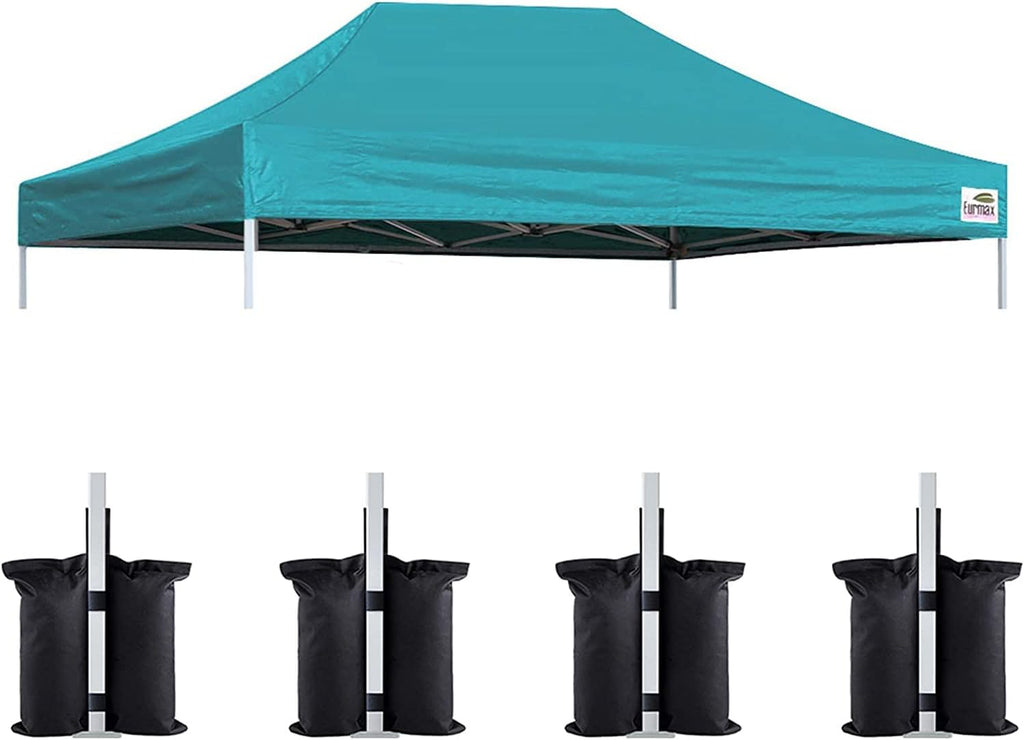 Eurmax USA 10x15 Pop Up Canopy Replacement Top,Universal Instant Canopy Cover ONLY,Heavy Duty UPF 50+ UV Protection,Water & Wind Resistant Tarp,30+ Colors Available,Bonus 4 Sand Bags (Turquoise)