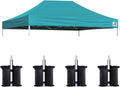 Eurmax USA 10x15 Pop Up Canopy Replacement Top,Universal Instant Canopy Cover ONLY,Heavy Duty UPF 50+ UV Protection,Water & Wind Resistant Tarp,30+ Colors Available,Bonus 4 Sand Bags (Turquoise)