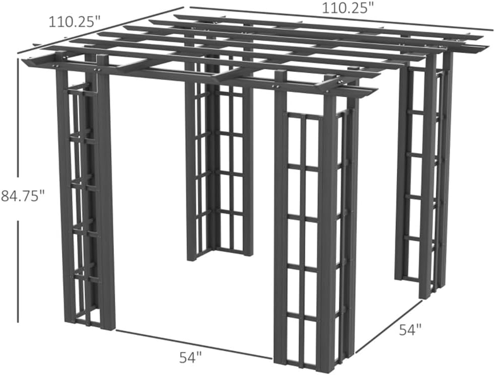 9 x 9 ft Backyard Pergola Quality Gazebo Pavilion for Garden Deck Patio Outdoor Pergola Grape Trellis Grill Gazebo, Strong Sturcture,Snow and Wind Supported(Grey)