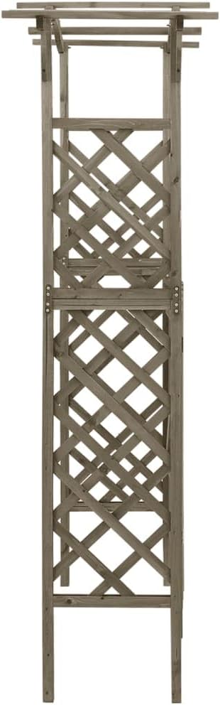 vidaXL Gray Pergola with Gate, Sturdy Solid Firwood and Pine Wood Garden Arch, Weather-Resistant Outdoor Decorative Structure, Rustic Farmhouse Style, Easy Assembly, Measurements: 45.7'x15.7'x80.3'.