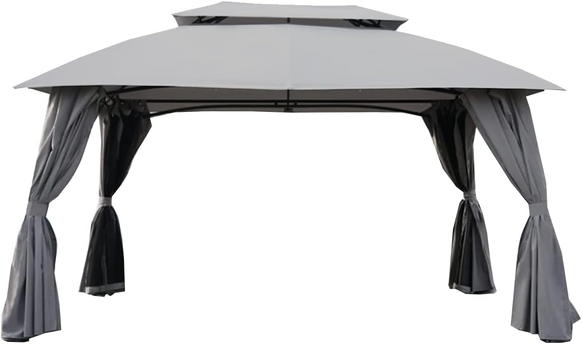 Garden Winds Replacement Canopy Top Cover Compatible with The Grand Patio 10' X 13' Gazebo - RipLock 350 - Slate Gray