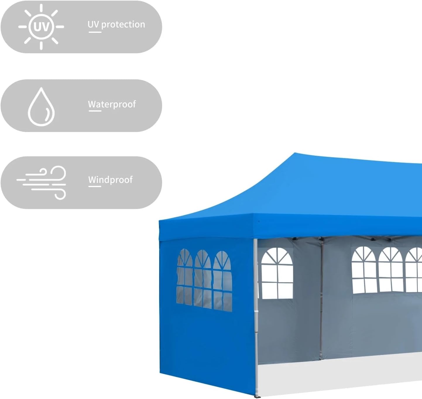 Outdoor Basic 10' x 20' Pop up Canopy Tent, Instant Heavy Duty Gazebo Tent with 4 Sidewalls/Wheeled Bag for Party Commercial Activity (Blue, with 4 Sidewall)