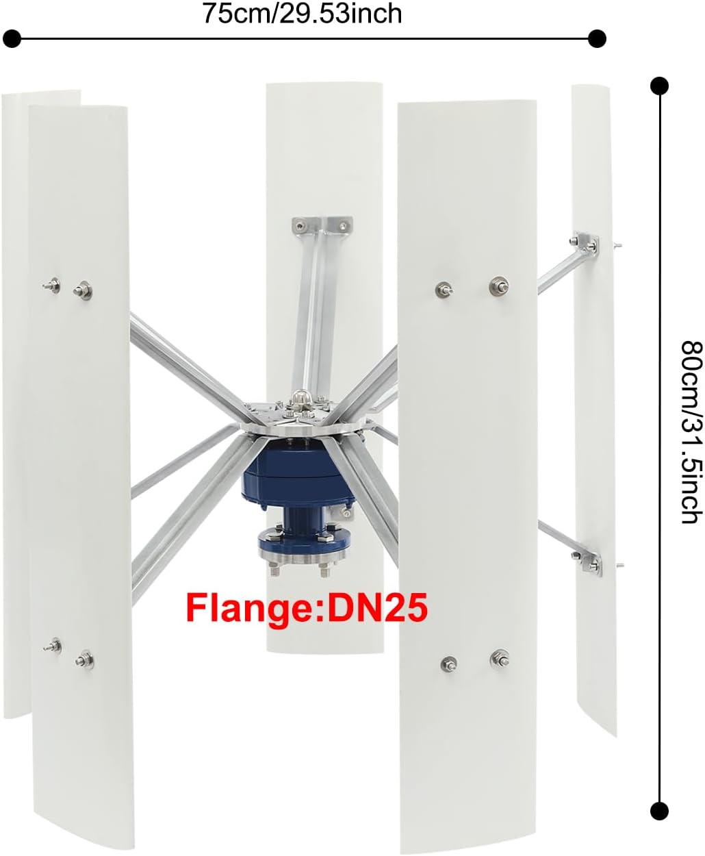 100W Vertical Axis Wind Turbine Generator, Permanent Magnet Generator with Intelligent Controller, Low Noise Helical Design Windmill for Home, Boats, Street Lighting (12V,100W,Style 2)
