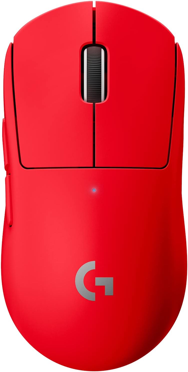 Logitech G PRO X Superlight Wireless Gaming Mouse, Ultra-Lightweight, Hero 25K Sensor, 25,600 DPI, 5 Programmable Buttons, Long Battery Life, Compatible with PC/Mac - Red (Renewed)