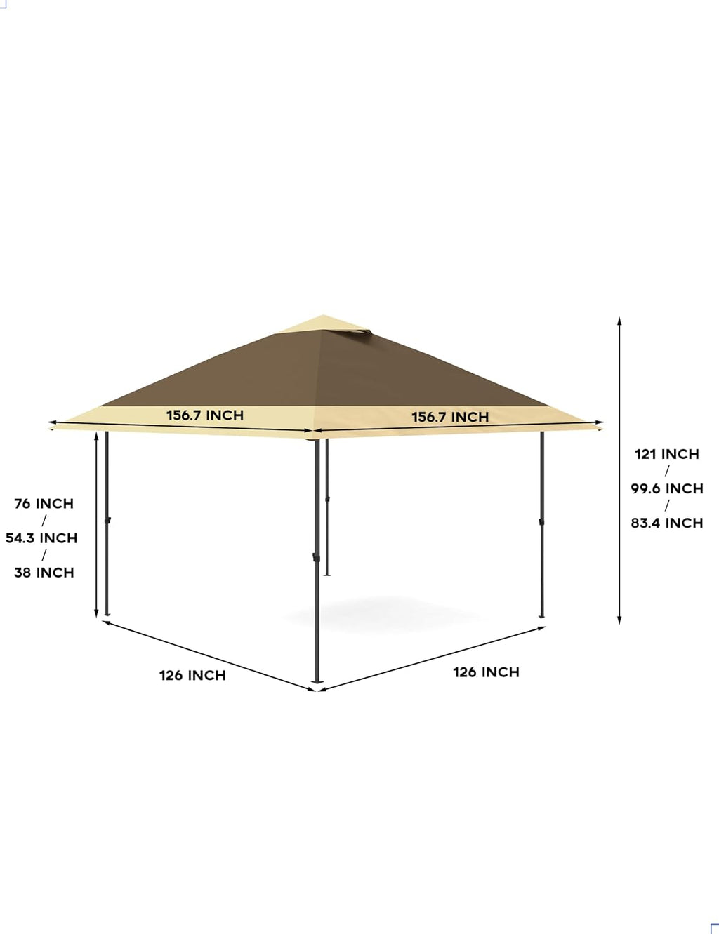 KYBOLT 13x13 Pop Up Gazebo Outdoor Canopy Shelter with 4 Stanbags, 8 Stakes Instant Gazebo Tent for Lawn, Garden, Backyard Deck (Khaki + Dark Khaki)