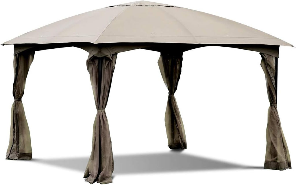 Tangkula 11.5 x 11.5 Feet Large Outdoor Gazebo, Fully Enclosed Canopy Gazebo with Netting, Patio Gazebo Shelter w/ 133 Square Feet of Shade for Patio Lawn Garden Beach Picnic