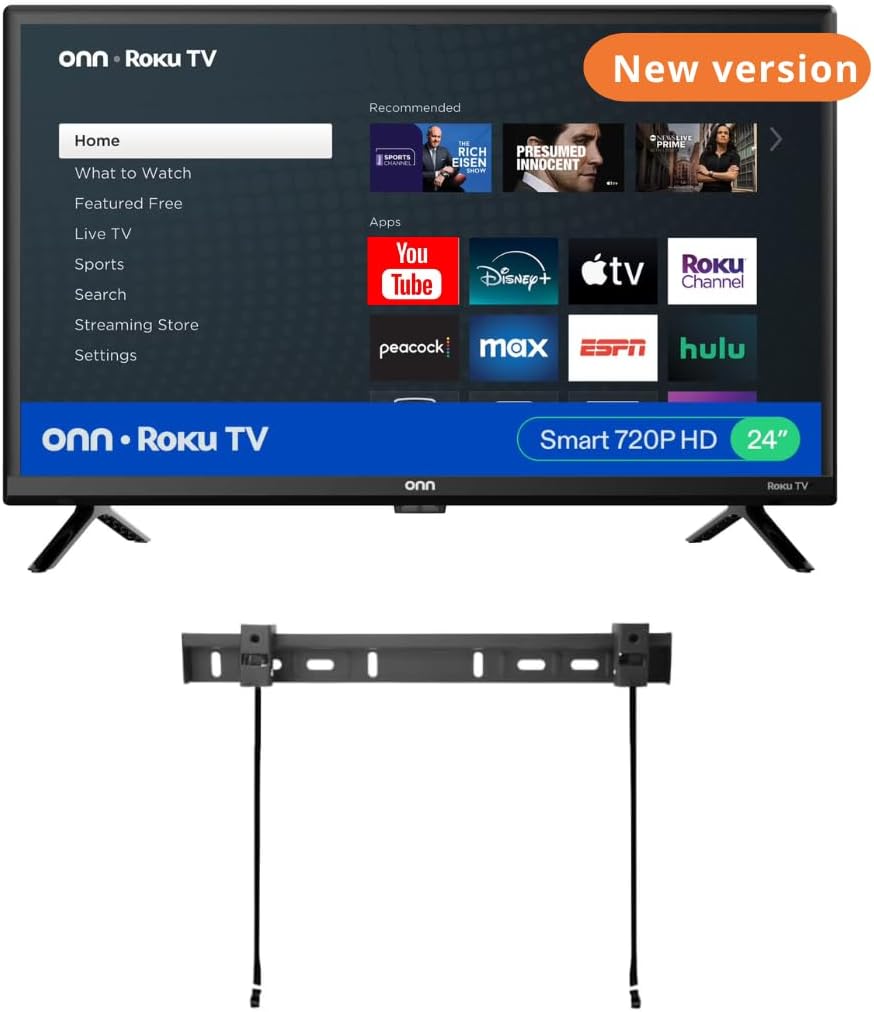 ONN 24-Inch Class HD 720p Smart TV + Free Wall Mount with Wi-Fi Connectivity and Mobile App | Flat Screen TV | Compatible with Home Kit | Alexa and Google Assistant (Renewed)